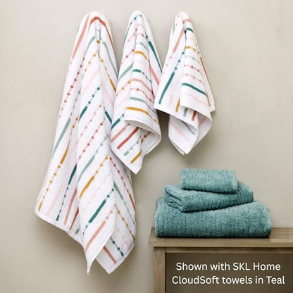 SKL Home Modesto Stripe 100% Cotton Premium Bath Towel, 600 GSM, Soft & Absorbent, Reversible Jacquard, Multi - color: Modesto Stripe, style: Bath Towel