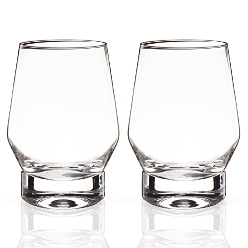Viski Whiskey Glasses with Heavy Footed Base - Crystal Tumblers for Scotch, Bourbon, Cocktails - 18.5 Oz Set of 2 - style: Heavy Footed Whiskey Glasses
