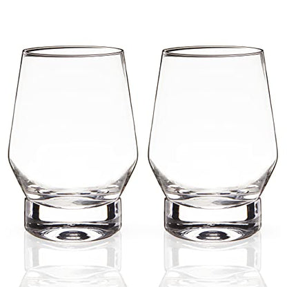Viski Whiskey Glasses with Heavy Footed Base - Crystal Tumblers for Scotch, Bourbon, Cocktails - 18.5 Oz Set of 2 - style: Heavy Footed Whiskey Glasses