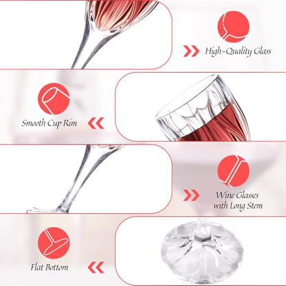 KAMMAK Crystal Red Wine Glasses Set of 2, 8 oz Stemmed Glasses, 780N | Hand Blown, Bordeaux Wine Glasses, Thin Rim & Long Stem, Red & White, Daily Use, Wedding or Birthday Gift for Women - size: 7KPSP780N