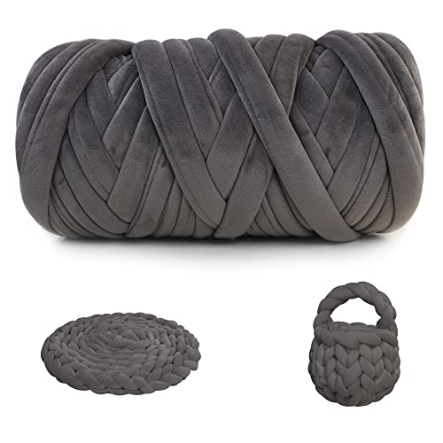 Chunky Yarn for Arm Knitting, guofa 2.2LBS Soft Fleece Yarn for Throw Blanket Pillow, Hand Knitting Bag, Cat Bed and DIY Home Decorations - color: Deep Gray, size: 37 Yards