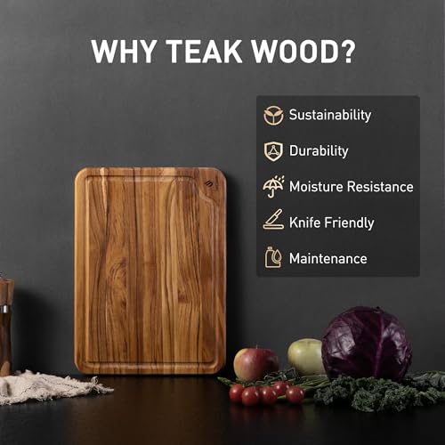 Teak Cutting Boards for Kitchen 13'' Teak Wood Wooden Charcuterie Board | Charcuterie Board, Serving, Heavy Duty, Sink Board, Non Slip, Wooden Chopping Board, Small Wooden Chopping Board - style: 13 IN