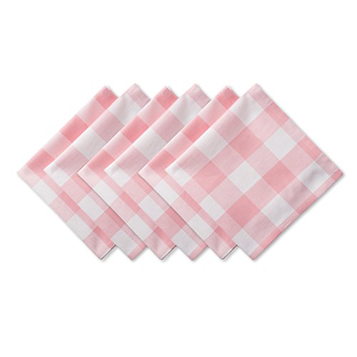 DII Buffalo Check Collection, Classic Farmhouse Cloth Napkin Set, 20x20, Pink & White, 6 Piece - color: Pink & White, size: 20" x 20" (Set of 6)
