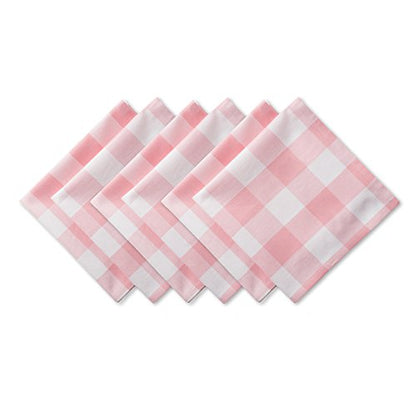 DII Buffalo Check Collection, Classic Farmhouse Cloth Napkin Set, 20x20, Pink & White, 6 Piece - color: Pink & White, size: 20" x 20" (Set of 6)