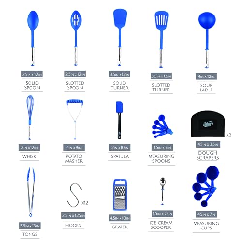 Kitchen Utensils Set 35 PCS Cooking Utensils Set, Nonstick and Heat Resistant Nylon Stainless Steel Silicone Spatula Set - Kitchen Gadgets Home Essentials Kitchen Accessories, Apartment Must Haves - color: Blue