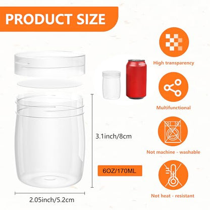 Mini Pudding Jars 82Pack, 6oz/170ml Plastic Favor Jar with Lids, Candy jars,Yogurt Containers with Pressure Sensitive Seal, Mason Jar,Jam,Bath Salt Jars Wedding Favors Honey Pot - color: Plastic-82Pack-Clear