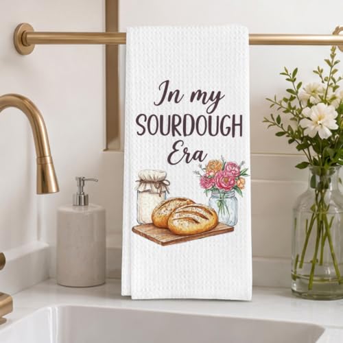 Sourdough Baking Gifts Dish Towels for Women Hostess, in My Sourdough Era Waffle Weave Kitchen Towels for Bread Lover - color: Sourdough