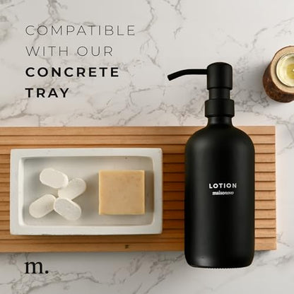 MaisoNovo Soap Dispenser 2-Piece Set | 16.9oz Black Bottles with Black Plastic Pumps - color: Black/Black