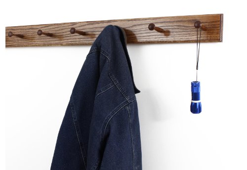Solid Oak Shaker Peg Rack Made in The USA - Chestnut Stain 35 x 3.5 Inches with 6 Pegs - color: Chestnut, size: 35" x 3.5" with 6 pegs