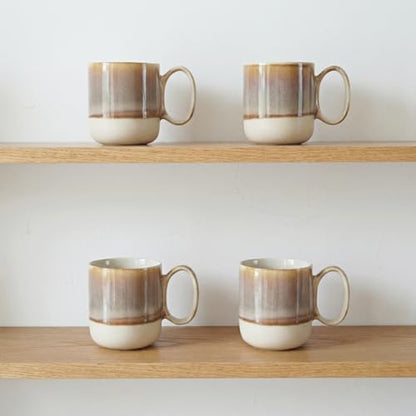 Bosmarlin Ceramic Coffee Mug Set of 4, 15 Oz, Coffee Cups with Big Handle, Microwave and Dishwasher Safe (Brown) - color: Brown