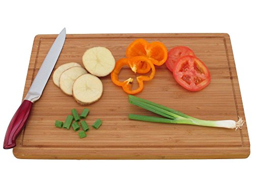 BambooMN Brand - Heavy Duty Premium Bamboo Cutting Board - 17.5"x12"x0.75" - Grooved - 2 Pieces - size: 17.5" x 12" (1-Ply)