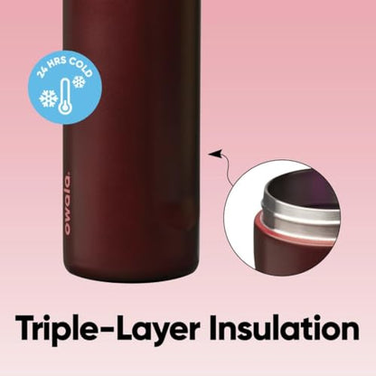 Owala FreeSip Stainless Steel Water Bottle 24 oz Black Cherry - color: Black Cherry, size: 24 Ounces