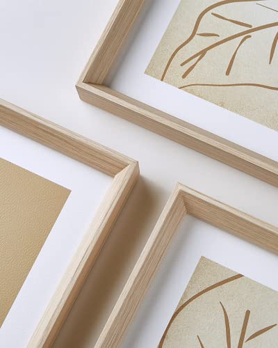 UPWOIGH Neutral Boho Line Art Framed Wall Art, 12 x 16 Inch, Set of 3 | Female Figure and Botanical Line Prints, Beige and Brown Earth Tones, Light Wood Frames for Bedroom, Office and Gallery Wall - color: Boho Brown