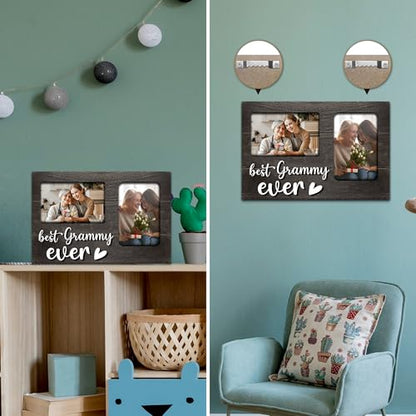 Grammy Gifts, Grammy Gift from Grandkids Mothers Day, 3D Photo Frame Hold 4x6 Inches Two Photos - Picture Frame Present for Grandma Grandparents Day, Birthday - color: grammy