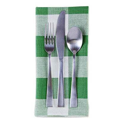 DII Buffalo Check Collection, Classic Farmhouse Cloth Napkin Set, 20x20, Green & White, 6 Piece - color: Green & White, size: 20" x 20" (Set of 6)