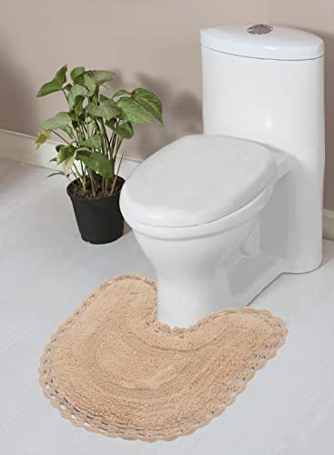 Home Weavers Hampton Crochet Reversible Bathmat 100% Cotton Bathroom Rugs Set, Washable Rug, Extra Soft and Absorbent Bath Rug, Kitchen Mat, Bath Mat Set, Mat Non Slip, 20"x20" Contour, Linen - color: Linen, size: 1'8" x 1'8" (Contour)