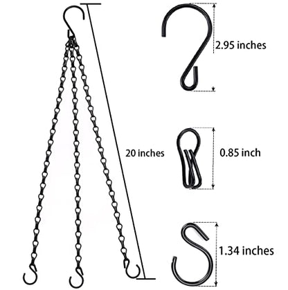 Heybe 20 Inch Hanging Basket Chain, 3 Point Hanging Chains with Hooks for Pot Planters Bird Feeders Lantern Lamp,Extended Hangers for Hanging Badkeys(20 inch,3 Point) - size: 20 inches, style: 3 point