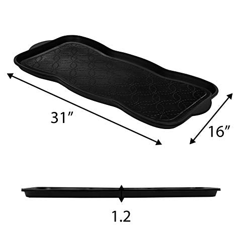 A1HC Boot Tray-Water Resistant Rubber Utility Shoe Mat 16"x31" for Indoor and Outdoor Use in All Seasons Multi-Purpose Boot Tray Mat for Entryways - style: Geometric Black