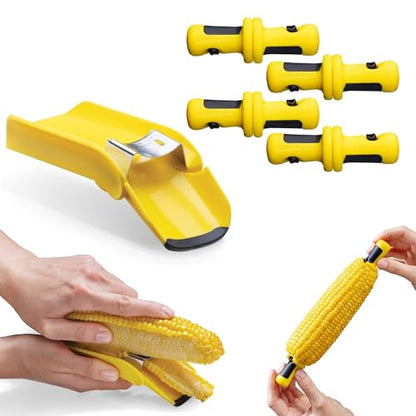 Dreamfarm Corn Accessories Set - Corpeel & Lockorns - Foldable No-Mess Corn Peeler & 4 Pairs of Interlocking Cob Holders, Stainless Steel & BPA-Free Kitchen Gadget Duo for Grilling & Food Prep