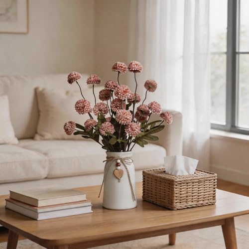 Rustic 6-Inch Ceramic Vase with Jute Rope & Heart Charm for Home Décor, White Flower Vase for Table Centerpieces and Gifts, Ideal for Living Room, Bedroom, and Office - style: Rustic