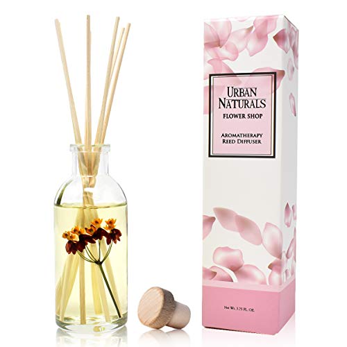 Reed Diffuser Set, Flower Shop - Bathroom Shelf Décor | Violets, Daisies, Hyacinth & Rose Fragrance Notes, Real Flower inside the Bottle Made in the USA, Great Gift for Mom - color: Flower Shop