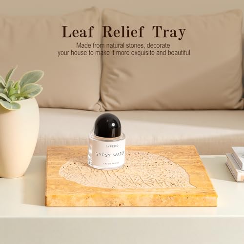 Travertine Tray, 11"x11" Natural Square Marble Vanity Tray, Stone Slab for Bathroom Kitchen Countertop, Travertine Candle Plate, Perfume Jewelry Trays(Yellow) - color: Golden Travertine