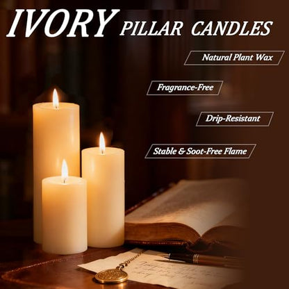 Ivroy Pillar Candles Bulk Set of 36，Hurricane Candles，3 Different Lengths 2 x 3/6/8 Inch (12 Each)，Dripless Unscented Smokeless，Gives You a Better Atmosphere When Organizing an Event Party. - color: 36 Flat-top, size: 2 x 3/6/8 Inch