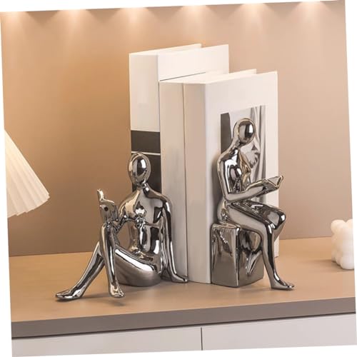 Ciieeo Modern Ceramic Bookends Reading Statue Bookshelf Decor Unique Desktop Decor