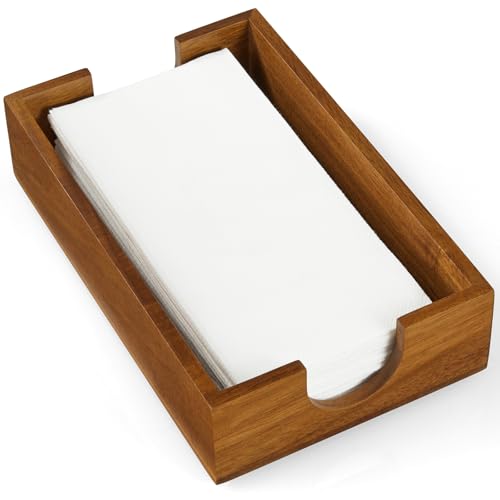 Napkin Holder for Bathroom, Acacia Wooden Guest Towel Holder Tray for Bathroom, Disposable Paper Hand Towel Holder for Bathroom Accessories, Dinner Napkin Holder for Kitchen Table Party - color: Acacia