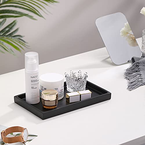 Luxspire Resin Bathroom Vanity Tray Countertop Organizer, M, Matte Black | 10 x 6 inch, non-slip waterproof resin, easy wipe clean, fits bath kitchen vanity, holds jewelry toiletries soap - color: Black, size: M
