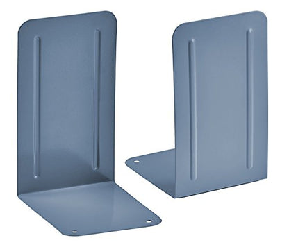Acrimet Bookends for Shelves, Non-Skid Book Holder, Heavy Duty Book Stopper, Steel Metal Book Ends Storage for Home, Library, 6 7/8" H x 4" W x 4 1/2" D (Blue) (1 Pair / 2 Pieces)