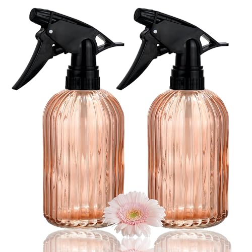 Glass Plant Spray Bottle, 13.5oz Refillable Plant Mister Bottle, Handheld Water Spray Bottle with Adjustable Mist Nozzle for Outdoor Gardening, Indoor Flowers, Cleaning, Hair & Pets Care (Orange) - color: Orange