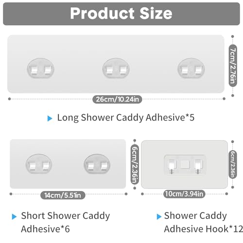 23 Pack Shower Caddy Replacement, Strong Adhesive Strips for Shelf, Waterproof Wall Hooks, No Drilling, Transparent, for Bathroom Organizer and Kitchen Racks - color: Transparent-23 Pack