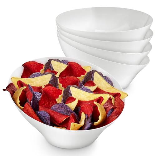 54oz White Plastic Serving Bowls (4 Pack) Large Disposable Snack Bowl Candy Dishes, Buffet Containers, Chips, Popcorn, Snacks, Punch, Salad Bar, Parties, Office Desk, Bridal Shower, Party Supplies - color: White, size: 54 oz