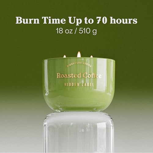 Hidden Label Tahitian Flower Candle, 18oz 3 Wick, 70H Tropical | Sage Green Glass Bowl | Mirror Gold Lid | Exotic Floral Scent | Non Toxic Soy Wax - color: Tahitian Flower