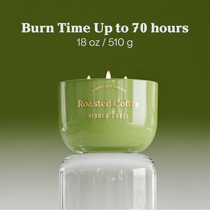 Hidden Label Tahitian Flower Candle, 18oz 3 Wick, 70H Tropical | Sage Green Glass Bowl | Mirror Gold Lid | Exotic Floral Scent | Non Toxic Soy Wax - color: Tahitian Flower