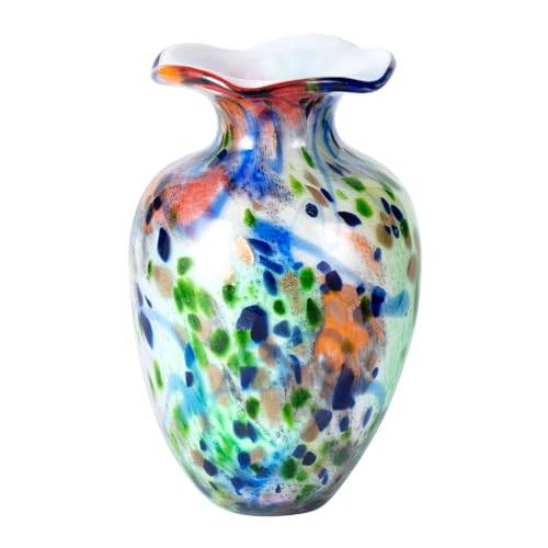 KAMMAK Colored Glass Vase, Beautiful Hand Blown Decorative Vase, Modern Art Vase for Flower Mantle Dining Table Centerpiece, Entryway Living Room Wedding Decoration, 8HPFH02051 - style: 8HPFH02051