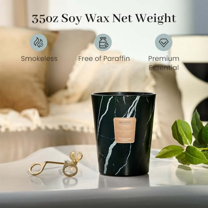 M&SENSE Extra Large Candle OudWood Intense Scented Candle,3 Wick Highly Scented XL Jar Candle,35oz 150H,Candles Gift for Women and Men - color: OudWood, size: Large