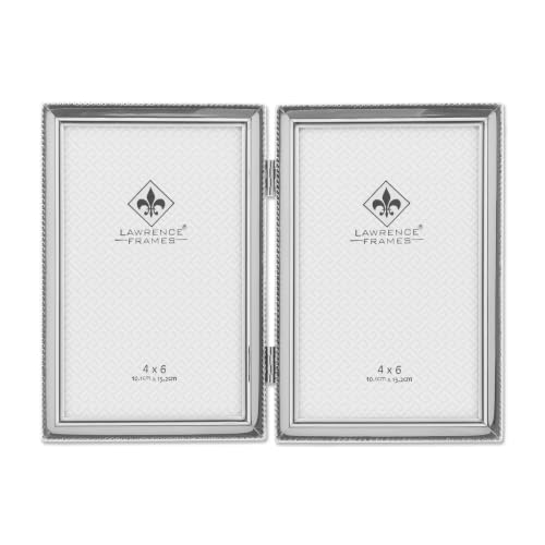Lawrence Frames Bead Border Design, 4x6 Double, Silver - color: Silver, size: 4x6 Double