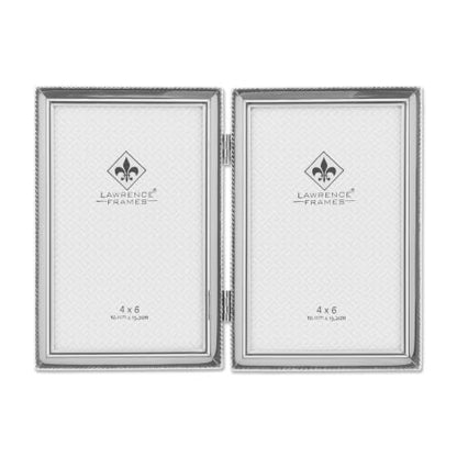 Lawrence Frames Bead Border Design, 4x6 Double, Silver - color: Silver, size: 4x6 Double