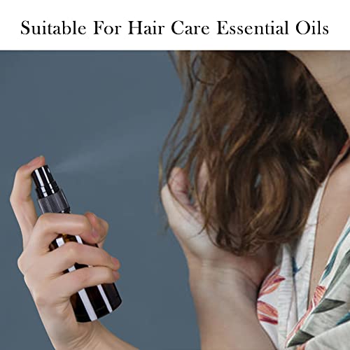 2oz Amber Glass Spray Bottles for Essential Oils, Set of 18 | Mini, Small, Empty, Bulk, Fine Mist, for Facial, Perfume, Room, Cosmetic, Travel, Refillable, Leakproof, UV protection