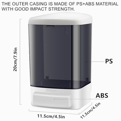 8-Pack Soap Dispenser Wall Mount 1000ml (33.8oz)–Commercial Heavy-Duty Plastic Liquid Dispenser for Soap,Shampoo,Hand Sanitizer–Manual Pump for Bathroom, Kitchen,Restaurant,Hotel (8 x 1000ml) - size: 8 x 1000ml