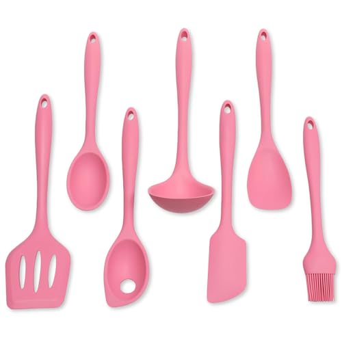 Chef Craft - Premium Silicone Kitchen Tools and Utensils Set, Non-Scratch, Withstands Temperatures up to 450°F, BPA-Free, 7 Piece Cooking Utensils Set, Pink - color: Pink, size: 7 Piece Set