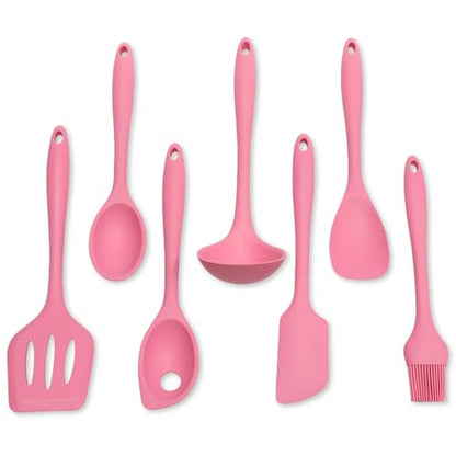 Chef Craft - Premium Silicone Kitchen Tools and Utensils Set, Non-Scratch, Withstands Temperatures up to 450°F, BPA-Free, 7 Piece Cooking Utensils Set, Pink - color: Pink, size: 7 Piece Set