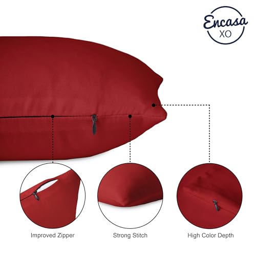 Encasa XO Throw Pillow Covers, Cotton, No Inserts 16"x16" Deep Red | Durable Cotton Canvas | Concealed Invisible Zipper | Ideal for DIY & Embroidery | Living Room & Couch | Set of 2 - color: Deep Red, size: 16" x 16" (Pack of 2)