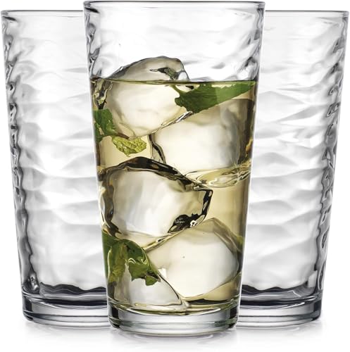 Glaver's Drinking Glasses Set of 4 Highball Glass Cups, 17 Oz. Basic Cooler Glassware, ideal for Water, Juice, Cocktails, Iced Tea and more. Dishwasher Safe. - size: 17 Ounces (4 Count)