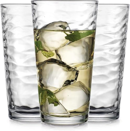 Glaver's Drinking Glasses Set of 4 Highball Glass Cups, 17 Oz. Basic Cooler Glassware, ideal for Water, Juice, Cocktails, Iced Tea and more. Dishwasher Safe. - size: 17 Ounces (4 Count)