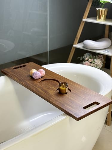 Wood Bathtub Tray with Handles – 35 x 12 Inch Large Luxury Bath Caddy
