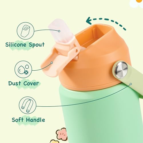Kerilyn 12oz Kids Water Bottle 2 Pack, Stainless Steel Insulated Water Bottle Bulk, Toddler Cups with Straws Leak-Proof, Kids Water Bottles for School Boys Girls, BPA Free, 2 Piece Set Ocean Couple - color: A. Ocean Couple