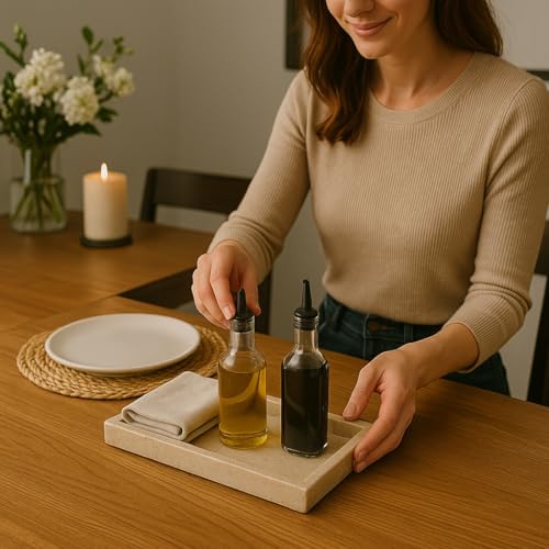 Creative Home Natural Java Marble Tray Handcrafted Stone Organizer for Bathroom Vanity Office Entryway Not Plastic Elegant Catchall for Skincare Jewelry Stationery, 6.5 x 16.5 x 1.5 H Inch - size: 6.5" x 16.5" x 1.5", style: Organizer Tray